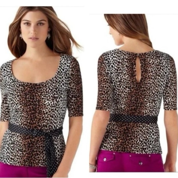 WHBM White House Black Market Knit Peplum Top Blouse Size Medium - Picture 2 of 10